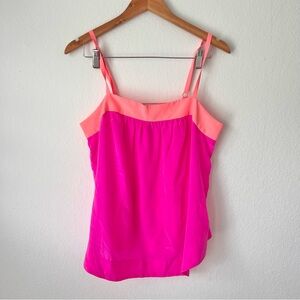 Anthropologie HD in Paris Hot Pink Orange Silk Tank Sz 12